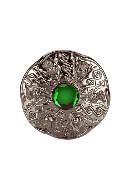 Brooches Paisley | Thistle Brooch Black Chrome & Green £46
